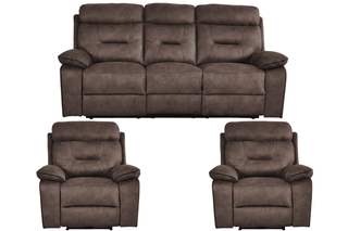 Foster 3+1+1 Seater Brown Fabric Electric Recliner Sofa Set - Sofa In Store