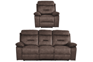 Foster 3+1 Seater Brown Fabric Electric Recliner Sofa Set - Sofa In Store