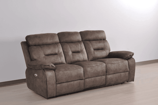 Foster 3+1 Seater Brown Fabric Electric Recliner Sofa Set - Sofa In Store