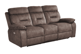 Foster 3+1 Seater Brown Fabric Electric Recliner Sofa Set - Sofa In Store
