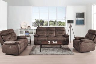 Foster Brown Fabric Electric Recliner 3+2+1 Seater Sofa Set - Sofa In Store