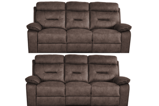 Foster 3+3 Seater Brown Fabric Electric Recliner Sofa Set - Sofa In Store