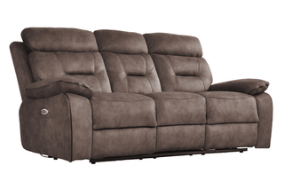 Foster 3 Seater Brown Fabric Electric Recliner Sofa - Sofa In Store