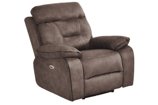 Foster 1 Seater Armchair – Brown Fabric Electric Recliner with USB Ports - Sofa In Store
