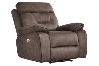 Foster 1 Seater Armchair – Brown Fabric Electric Recliner with USB Ports - Sofa In Store