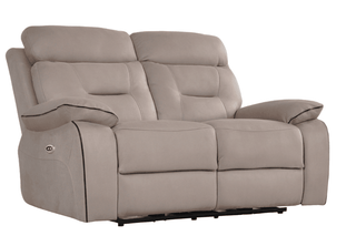 Foster 2 Seater Light Grey Fabric Electric Recliner Sofa - Sofa In Store