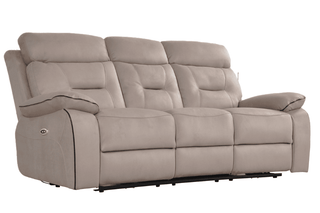 Light Grey Fabric Electric Recliner 3 Seater Sofa - Sofa In Store