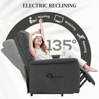 HOMCOM Electric Riser Recline Armchair, with Footrest - Dark Grey - Sofa In Store
