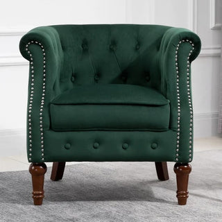 Freia Green Fabric Accent Chair Modern Stylish Single Seat with Deep Cushions - Sofa In Store