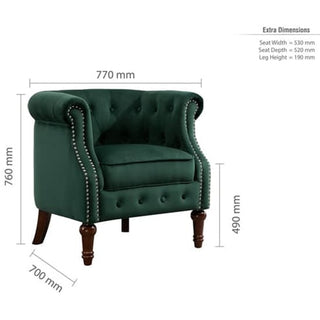 Freia Green Fabric Accent Chair Modern Stylish Single Seat with Deep Cushions - Sofa In Store