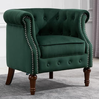 Freia Green Fabric Accent Chair Modern Stylish Single Seat with Deep Cushions - Sofa In Store