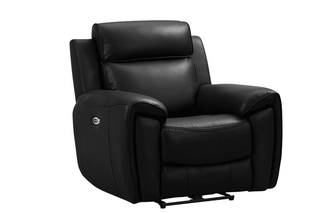 Annecy 1 Seater Genuine Leather Black Electric Power Recliner - Sofa In Store