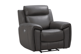 Annecy Electric Power Recliner Armchair – Genuine Leather Grey - Sofa In Store