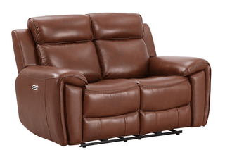 Annecy 2 Seater Genuine Leather Tan Electric Power Recliner - Sofa In Store