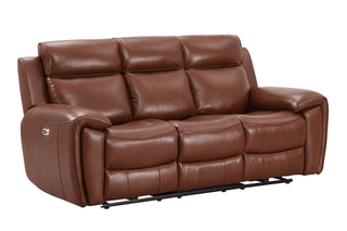 Annecy 3 Seater Sofa Genuine Leather Tan Electric Power Recliner - Sofa In Store
