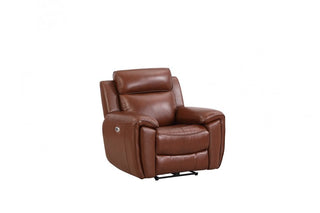 Annecy 1 Seater Genuine Leather Tan Electric Recliner Armchair - Sofa In Store