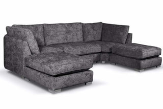 Coal Alaska Fabric U Shaped High Back Corner Sofa – Grey - Sofa In Store