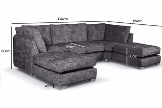 Coal Alaska Fabric U Shaped High Back Corner Sofa – Grey - Sofa In Store
