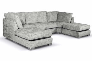 Silver Alaska U Shape High Back Corner Sofa – Grey Fabric - Sofa In Store