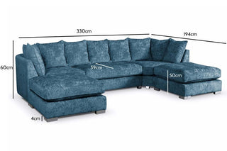 Teal Alaska Fabric U Shape Corner Sofa – Premium Design for Comfort