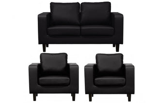 Box Black Leather 2+1+1 Seater Sofa Set – Modern Minimalist Design - Sofa In Store