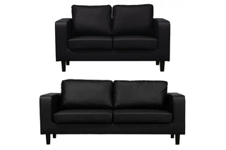 Box Black Leather 3+2 Seater Sofa Set – Modern Minimalist Design - Sofa In Store