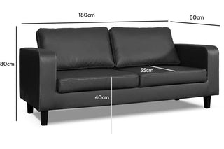 Box Black Leather 3 Seater Sofa - Modern Minimalist Design - Sofa In Store