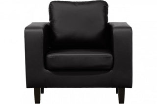 Box Black Leather Armchair – 1 Seater Modern Minimalist Design - Sofa In Store