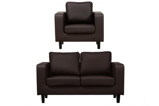 Box Brown Leather 2+1 Seater Sofa Set – Modern Minimalist Design - Sofa In Store