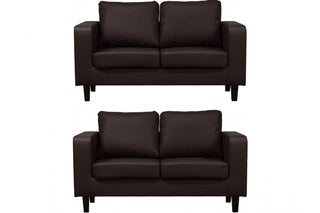 Box Brown Leather 2+2 Seater Sofa Set – Modern Minimalist Design - Sofa In Store