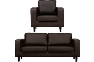 Box Brown Leather 3+1 Seater Sofa Set – Modern Minimalist Design - Sofa In Store