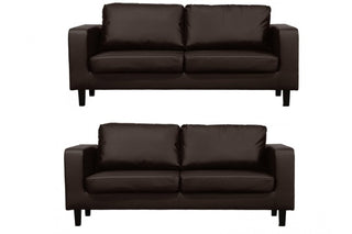 Box Brown Leather 3+3 Seater Sofa Set – Modern Minimalist Design - Sofa In Store