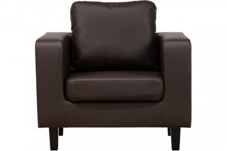 Box Brown Leather Armchair – 1 Seater Faux Leather Modern Design - Sofa In Store