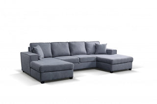 Brixton U Shape Corner Bed – Grey Fabric with Storage Compartments - Sofa In Store