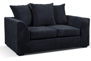 Byron Black Fabric 2 Seater Sofa - Contemporary Jumbo Cord Design - Sofa In Store