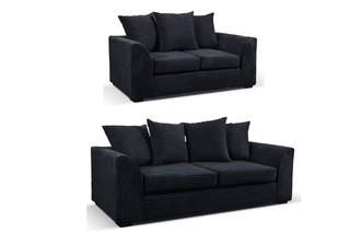 Byron Black Fabric 3+2 Seater Sofa Set – Jumbo Cord Design - Sofa In Store
