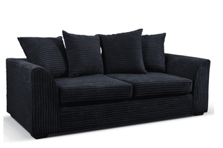 Byron Black Fabric 3+3 Seater Sofa Set – Jumbo Cord Design - Sofa In Store