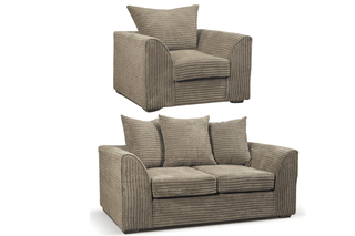 Byron Caramel 2 +1 Seater Sofa Set – Jumbo Cord Fabric in Grey - Sofa In Store