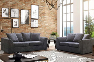 Byron Grey Fabric 3 Seater Sofa – Jumbo Cord - Sofa In Store