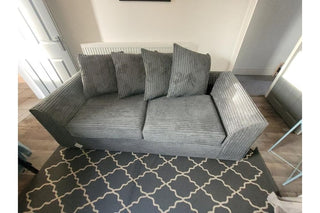 Byron Grey Fabric 3 Seater Sofa – Jumbo Cord - Sofa In Store