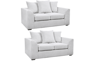 Byron Shark Fabric 2+2 Seater Sofa Set – Grey Jumbo Cord Design - Sofa In Store