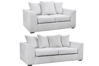 Byron Shark Fabric 3+2 Seater Sofa Set – Grey Contemporary Design Jumbo Cord - Sofa In Store
