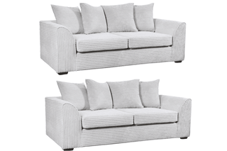 Byron Shark Fabric 3+3 Seater Sofa Set – Contemporary Grey Design Jumbo Cord - Sofa In Store