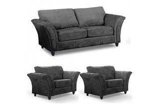 Canterbury Grey Fabric 3+1+1 Seater Sofa Set - Classic Design - Sofa In Store