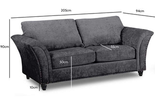 Canterbury Grey Fabric 3 Seater Sofa – Classic High Back Design - Sofa In Store