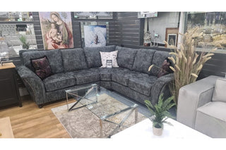 Canterbury High Back Corner Sofa - Grey Fabric with Classic Design - Sofa In Store