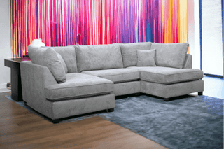 Carnaby U-Shaped Corner Sofa – Grey Fabric with Footstool - Sofa In Store