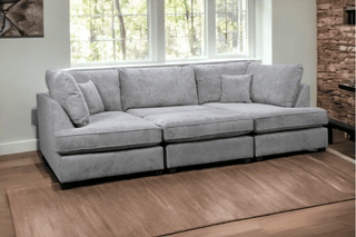 Carnaby U-Shaped Corner Sofa – Grey Fabric with Footstool - Sofa In Store