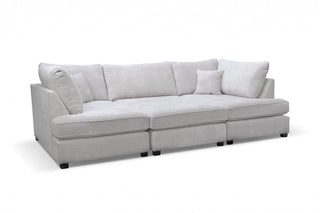 Silver Fabric U Shaped High Back Corner Sofa with Footstool - Sofa In Store