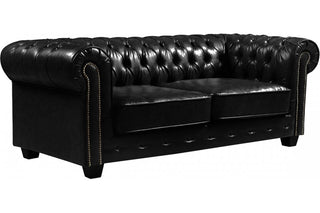 Chesterfield Black Leather 3 Seater Sofa – Antique Style Design - Sofa In Store
